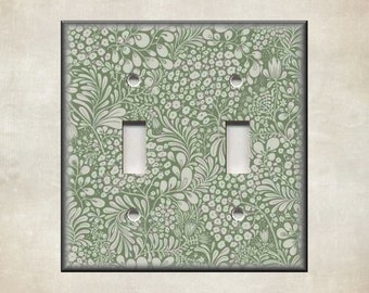 William Morris Art Nouveau Switch Plate - Green Floral Art Nouveau Decor Metal Switch Plate Covers And Outlet Covers - Free Shipping