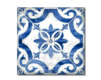 Blue Decorative Ceramic Tile - Vintage Moroccan Design Ceramic Kitchen Backsplash Tile Patterned Ceramic - Blue Bathroom Wall Tiles