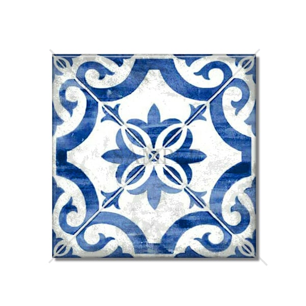 Blue Decorative Ceramic Tile - Vintage Moroccan Design Ceramic Kitchen Backsplash Tile Patterned Ceramic - Blue Bathroom Wall Tiles