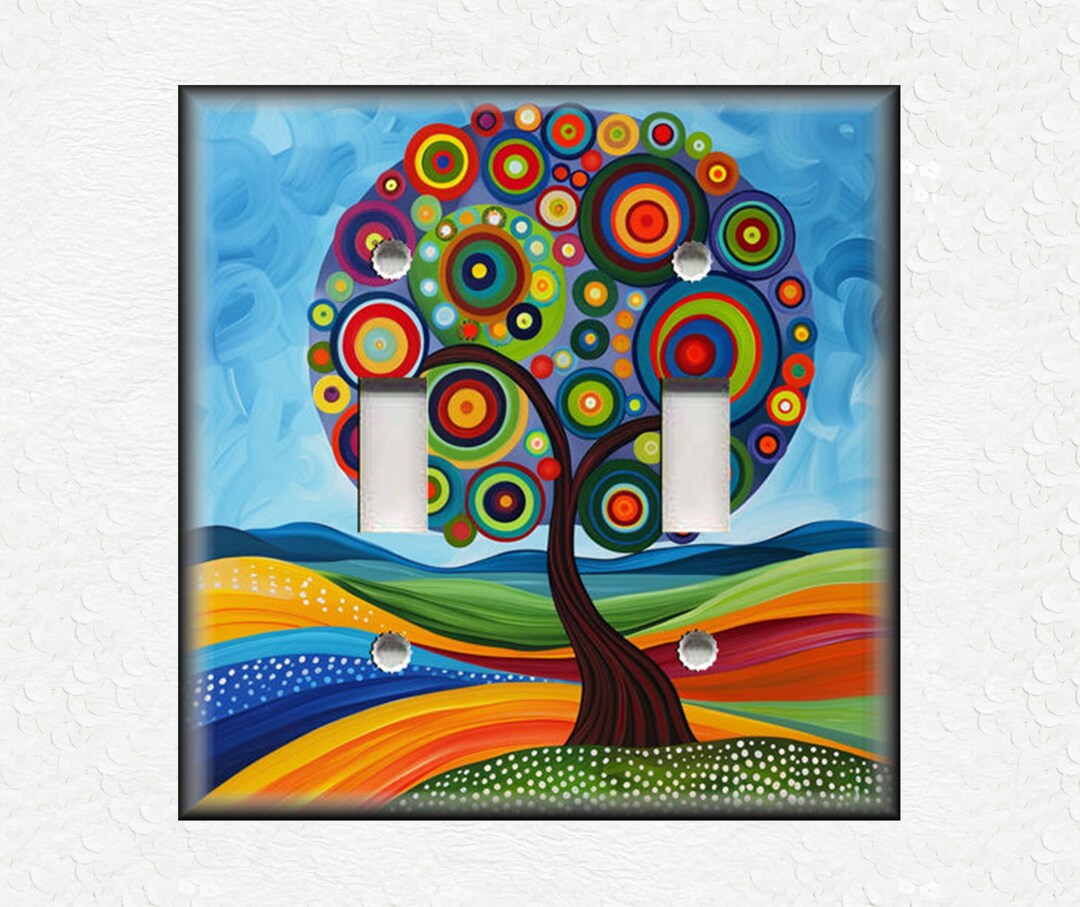 Funky Tree Art Design Metal Light Switch Plate Covers and Outlet Covers ...