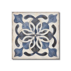 Blue Gray Beige Ceramic Tile - Vintage Aged Design Tile Backsplash - Blue Kitchen Tile - Unique Fireplace Tile - Patterned Bathroom Tile
