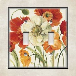 Poppy Flower Switch Plate - Metal Light Switch Cover - Poppies Switch Plate Covers Outlet Covers - Poppy Home Decor - Free Shipping