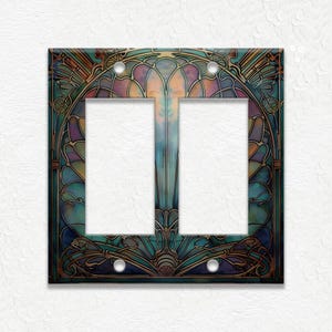 Antique Shell Design Vintage Art Nouveau Design Metal Light Switch Plate Covers And Outlet Covers - Home Decor - Art Nouveau Home Decor Double Rocker