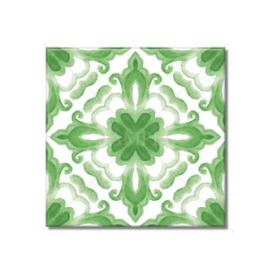 Green Tile Ceramic Tile - Decorative Medallion Backsplash Tile Kitchen Tile Bathroom Tile Made In The USA 4x4 Tile Or 6x6