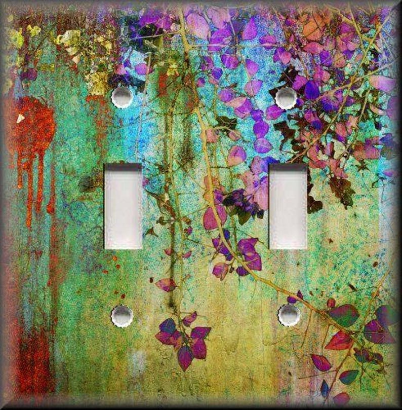 Abstract Art Home Decor Modern Home Decor Flora Metal Light Switch Plate Cover Wallplates Outlets Rocker Triple Double Free Shipping Double Toggle - 2