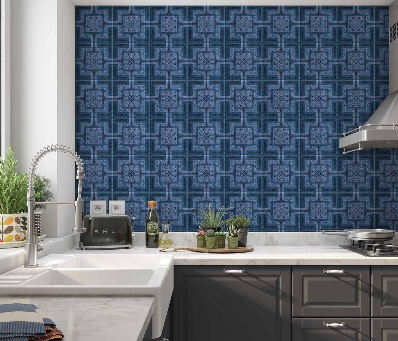 Unique Ceramic Accent Tile Blue Decorative Tile Backsplash - Etsy