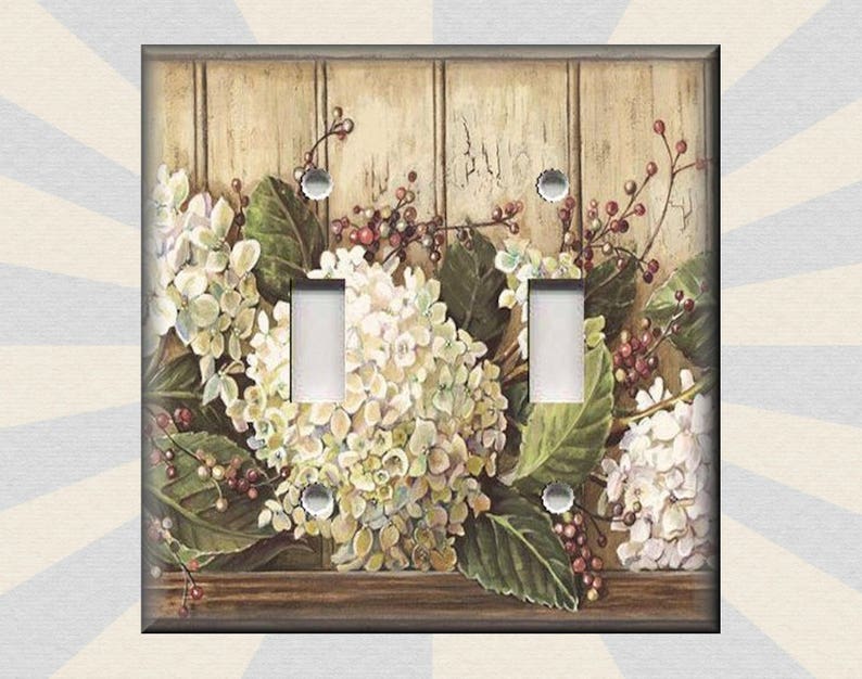 Metal Light Switch Plate Cover Hydrangea Flowers Decor Etsy