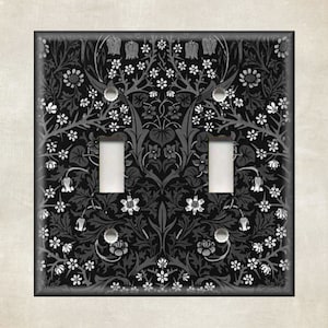 William Morris Art Nouveau Black Grey Metal Light Switch Plate Covers And Outlet Covers Decor Vintage Art Nouveau Decor Metal Wall Plates