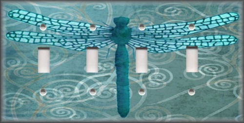 Kaleidoscope Dragonflies Bronze Home Decor Metal Light Switch Plate Cover 