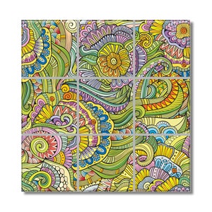 Ceramic Tile Mural  - Tile Mural Funky Abstract Art Design Tile Mural 12.75"x12.75" Or 18"x18" Backsplash Kitchen Mural Bathroom Tile Mural