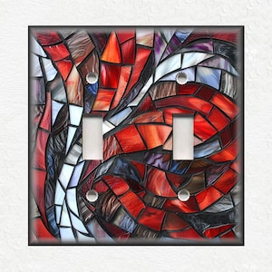 Red Stained Glass Mosaic Design - Metal Switch Plate Covers And Outlet Covers Unique Light Switch Plate Covers Outlet Covers Wall Plates