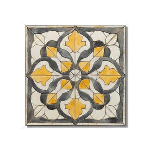 Antique Beige And Gold Patterned Ceramic Tile - Kitchen Backsplash - Beige Patterned Bathroom Tile - Vintage Design Beige Fireplace Tiles