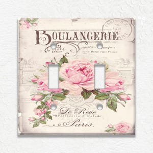 Shabby Chic Home Decor Rose Vintage Paris Decor - Metal Light Switch Plate Cover - Switch Plates And Outlets Rockers - Free Shipping