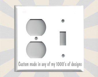 Outlet Toggle Metal Switch Plate Cover - You Choose From Any Design I Offer - Free Shipping - Custom Made Metal Switch Plate Covers