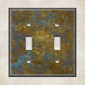 Metal Switch Plate Covers - Image Of Aged Copper Rustic Patina Design - Rustic Decor- Switch Plate Covers Outlet Covers - Free Shipping