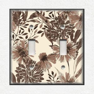 Brown Botanical Floral Switch Plate Covers - Unique Floral Matching Switch Plate Covers And Outlet Covers - Free Shipping