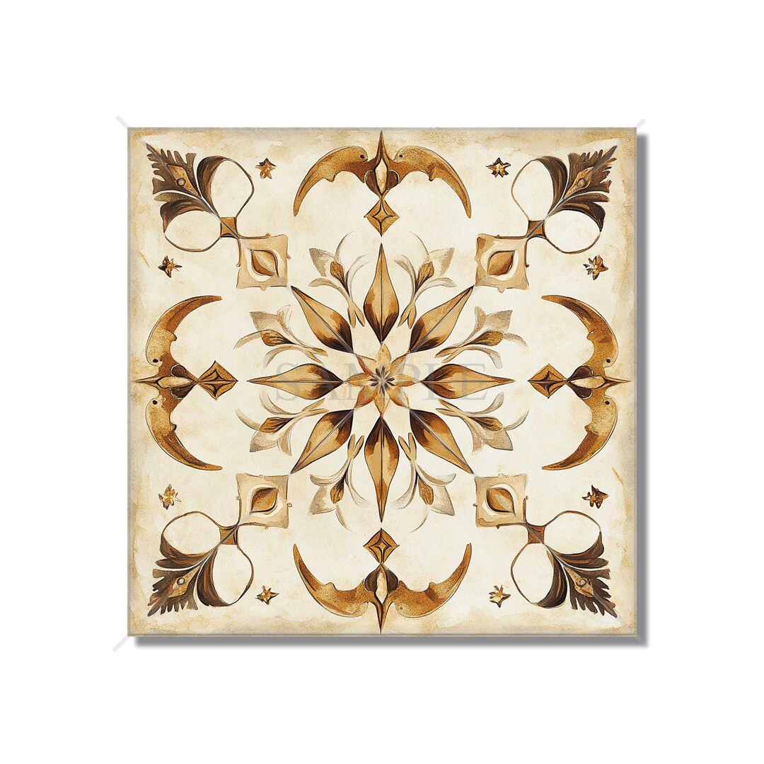 Cream and Tan Ceramic Tile - Patterned Kitchen Backsplash Tile - Cream ...