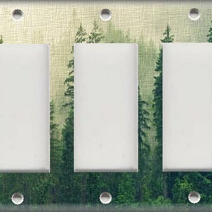 Tree Forest Decor Pine Tree Rustic Decor - Nature Forest Trees Metal Light Switch & Outlet Covers - Home Decor Triple Rocker