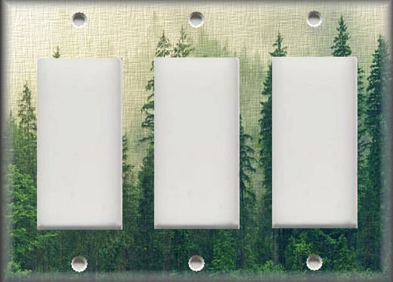Tree Forest Decor Pine Tree Rustic Decor - Nature Forest Trees Metal Light Switch & Outlet Covers - Home Decor Triple Rocker