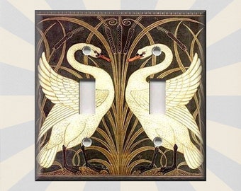 Art Nouveau Decor Swans Decor Vintage Home Decor Swan Decor - Metal Light Switch Plate Cover - Switch Plates And Outlets - Free Shipping