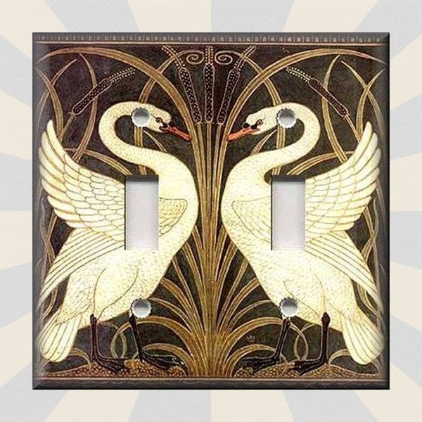 Art Nouveau Decor Swans Decor Vintage Home Decor Swan Decor - Metal Light Switch Plate Cover - Switch Plates And Outlets - Free Shipping