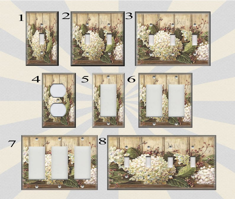 Metal Light Switch Plate Cover Hydrangea Flowers Decor Etsy