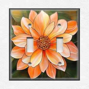 Stained Glass Flower Design Home Decor Flower Art Metal Light Switch Plate Cover Decorative Peach Switch Plates Outlet Covers Free Shipping