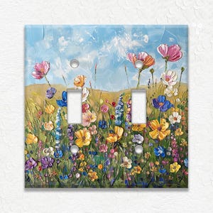 Botanical Flora Wildflower Meadow Art Decor - Metal Light Switch Plates And Outlet Covers - Free Shipping - Luna Gallery Switch Plates