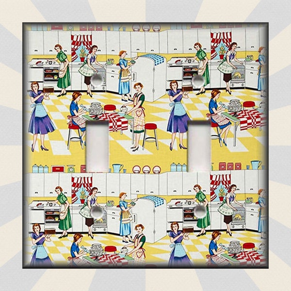 Retro Fifties 50's Kitchen Decor Diner Kitchen Decor - Metal Light Switch Cover - Diner Light Switch & Outlet Covers - Free Shipping
