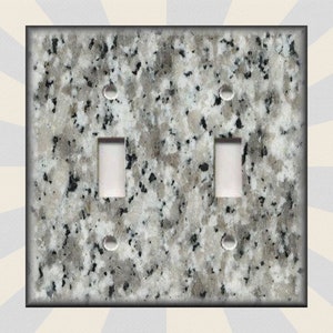 Grey Black Tan Granite Design Decor Kitchen Decor - Metal Light Switch Cover - Triple Toggle Double Toggle Outlet Covers - Home Decor