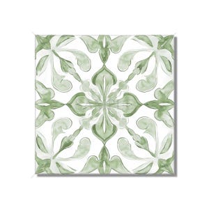Green And White Decorative Ceramic Tile - Kitchen Tile Green Backsplash - Bathroom Tile - Unique Patterned Fireplace Tile - Free Shipping