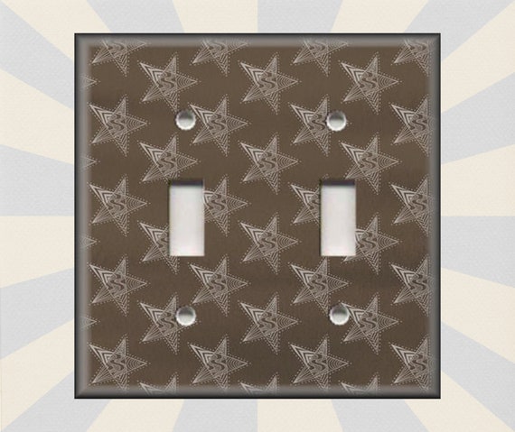Metal Light Switch Plate Cover Aged Barn Stars Dark Brown Country Home Decor 