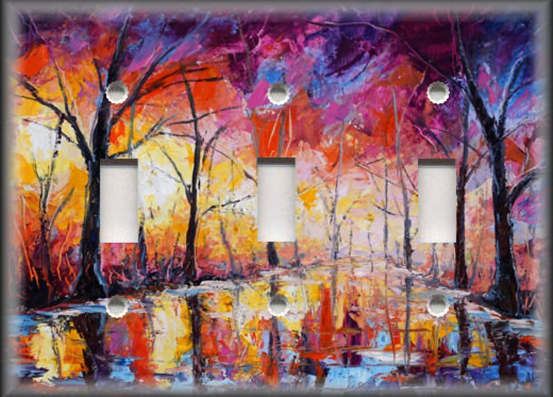 Tree Art Decor Art Abstract Art Multi Colored Metal Switch Plate Covers ...