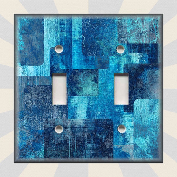 Metal Light Switch Cover - Shades Of Blue Abstract Art Home Decor Switch Plates And Outlet Covers Rockers Triple Toggles - Free Shipping