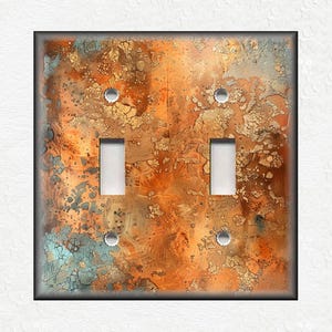 Metal Light Switch Plate Cover - Image Of Aged Copper - Patina Design - Home Decor Rustic Decor - Kitchen Bath Wall Plates - Free Shipping
