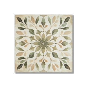 Neutral Green Beige Botanical Ceramic Tile Patterned Kitchen Backsplash Tile - Neutral Bathroom Tile With Leaves Ceramic Tile Free Shipping
