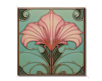 Vintage Art Nouveau Design Ceramic Tile Kitchen Backsplash Tile - Bathroom Tile - Antique Reproduction Tile Backsplash Tile Fireplace Tile