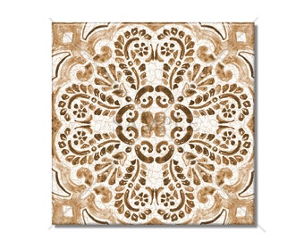 Brown Decorative Medallion Ceramic Tile Vintage Design Ceramic Kitchen Backsplash Tile Patterned Ceramic Brown Bathroom Wall Tiles