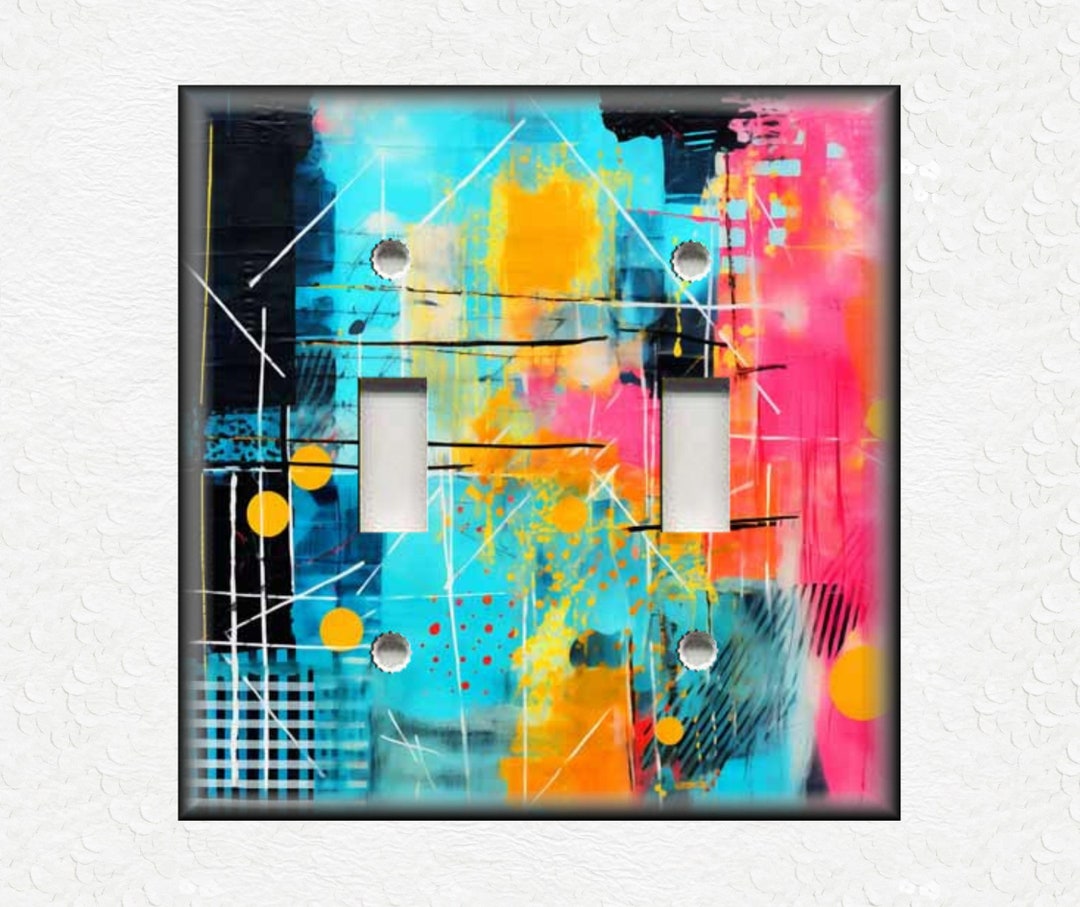 Fun Bright Abstract Art Metal Switch Plate Covers and Outlet Covers ...