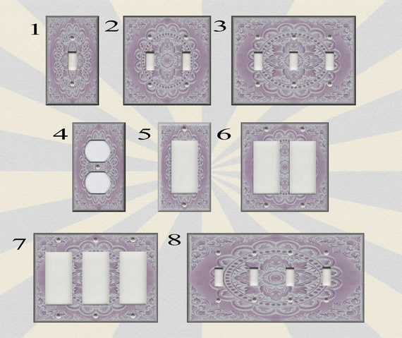 Metal Light Switch Plate Cover Antique Tile Design Lavender 02 Home Decor 