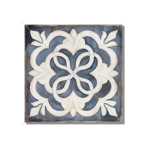 Blue Gray Beige Ceramic Tile - Vintage Aged Design Tile Backsplash - Blue Kitchen Tile - Unique Fireplace Tile - Patterned Bathroom Tile
