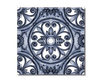 Blue Grey Decorative Italian Tile Design Kitchen Backsplash Tile - Bathroom Tile - Unique Ceramic Accent Tile Backsplash Tile Kitchen Tile