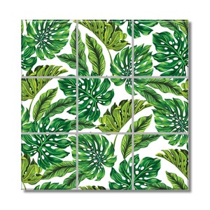 Nature Leaves Art Design Ceramic Tile Mural - Tile Mural Tile Mural 12.75"x12.75" Or 18"x18" Backsplash Kitchen Mural Bathroom Tile Mural