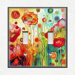 Fun Bright Poppy Flowers Switch Plate Covers And Outlet Covers - Unique Switch Plate Covers And Outlet Covers Dopamine Decor - Free Shipping