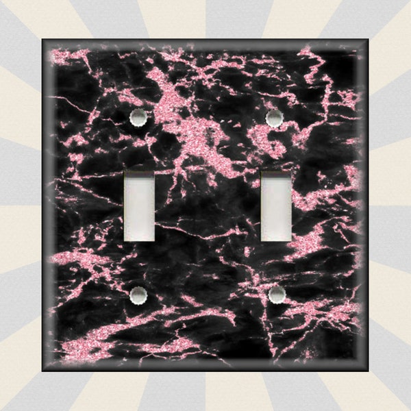Pink And Black Marble Print Design Home Decor - Metal Light Switch Plates And Outlet Covers - Free Shipping Luna Gallery Designs