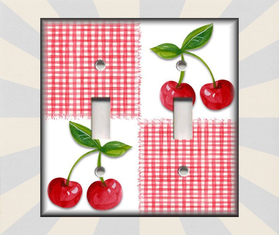 Handmade Red And White Gingham Switch Cover – Cute Home Decor With Night Light & Cabinet Knob