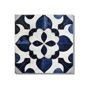 Dark Blue Ceramic Tile - Vintage Moroccan Tile Design - Navy Blue Kitchen Backsplash Tile - Blue Bathroom Wall Tile - Blue Fireplace Tile