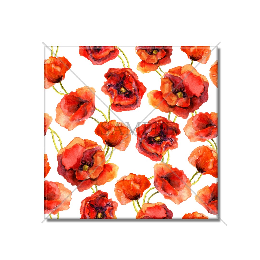 Poppy Flowers Floral Ceramic Wall Tiles Backsplash Kitchen Tile