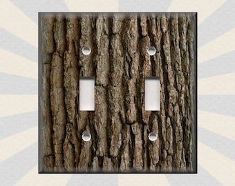 Brown Tree Bark Design Rustic Cabin Home Decor Lodge Decor - Metal Light Switch Plate Cover - Wallplates Outlets Rocker - Free Shipping