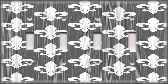 Dark Grey French Fleur De Lis Metal Light Switch Plate Cover Home Decor 
